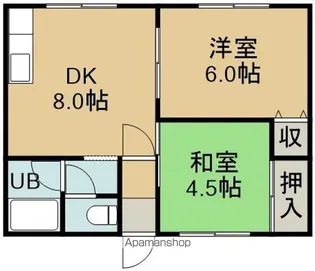 メゾンパティオ海岸町Ⅱ【2階】の間取り